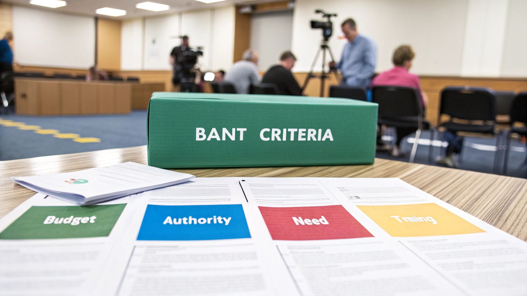 A team collaborating around a whiteboard, mapping out customer profiles with sticky notes and diagrams, illustrating the process of defining an ideal customer.