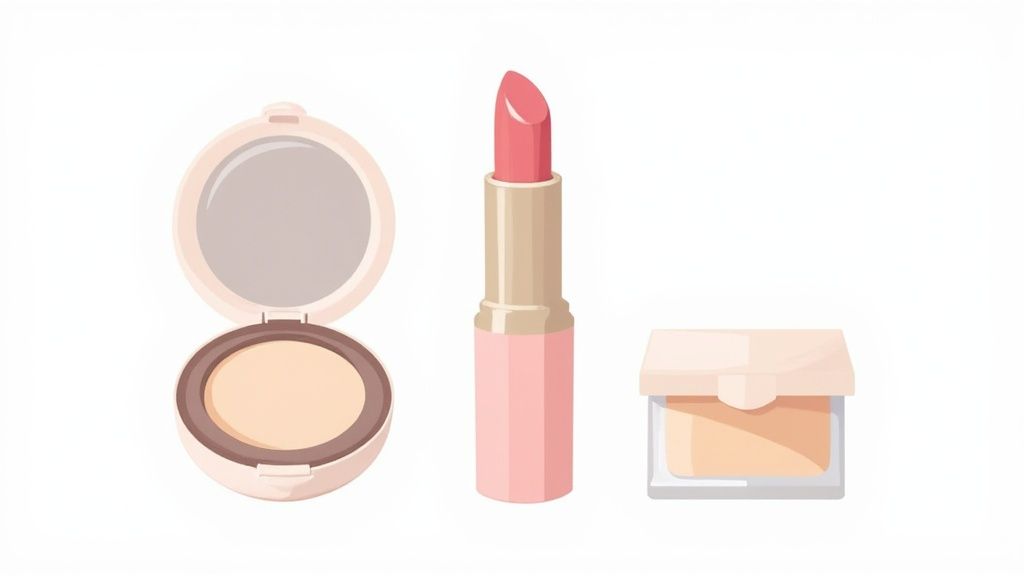 A person refilling a sleek, eco-friendly makeup container, showcasing a sustainable beauty routine.