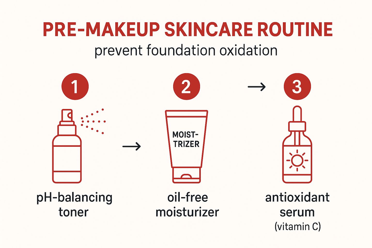Infographic about how to prevent makeup from oxidizing