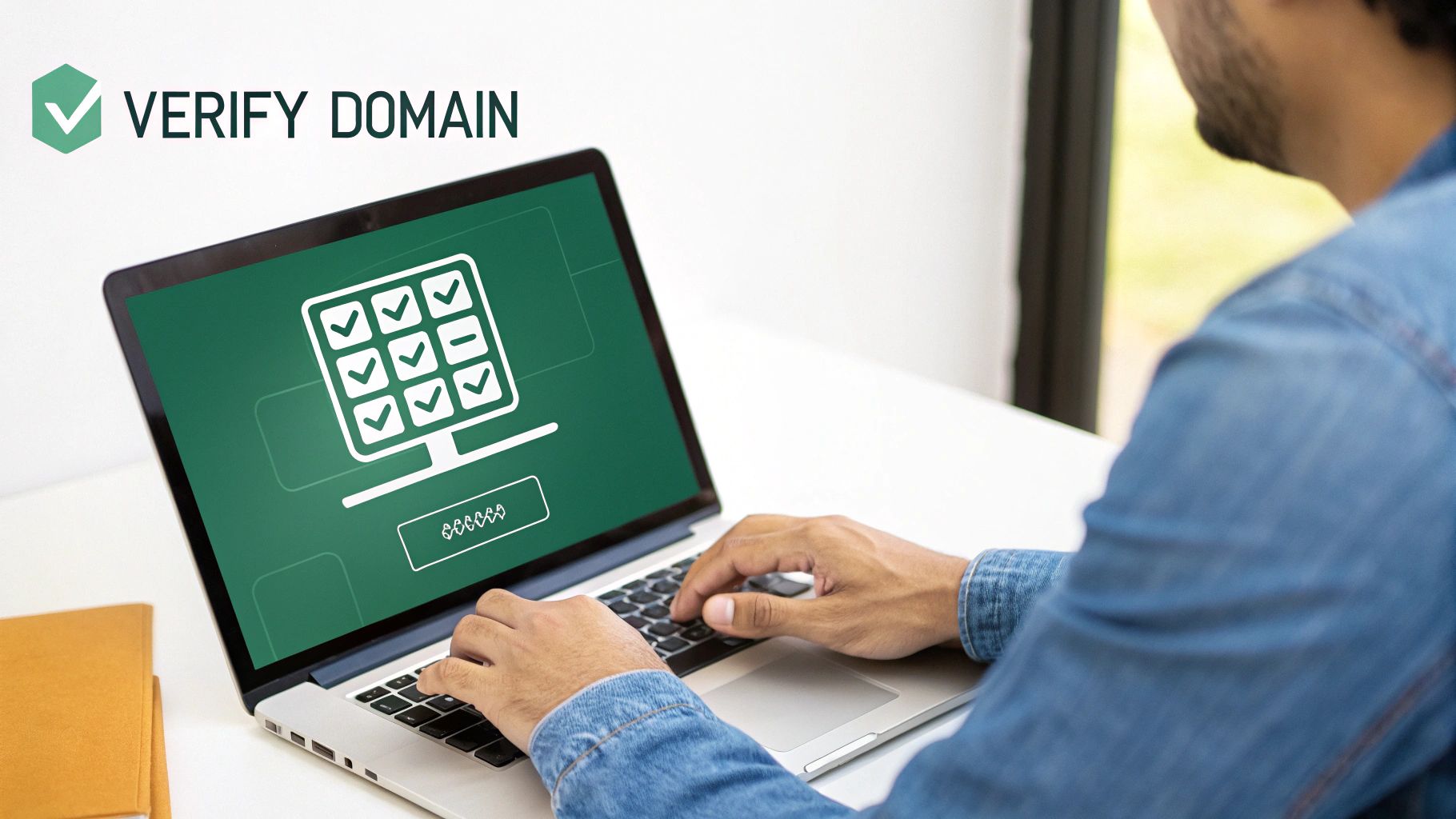 A magnifying glass hovering over a stylized network of servers, representing the process of finding a specific mail server.