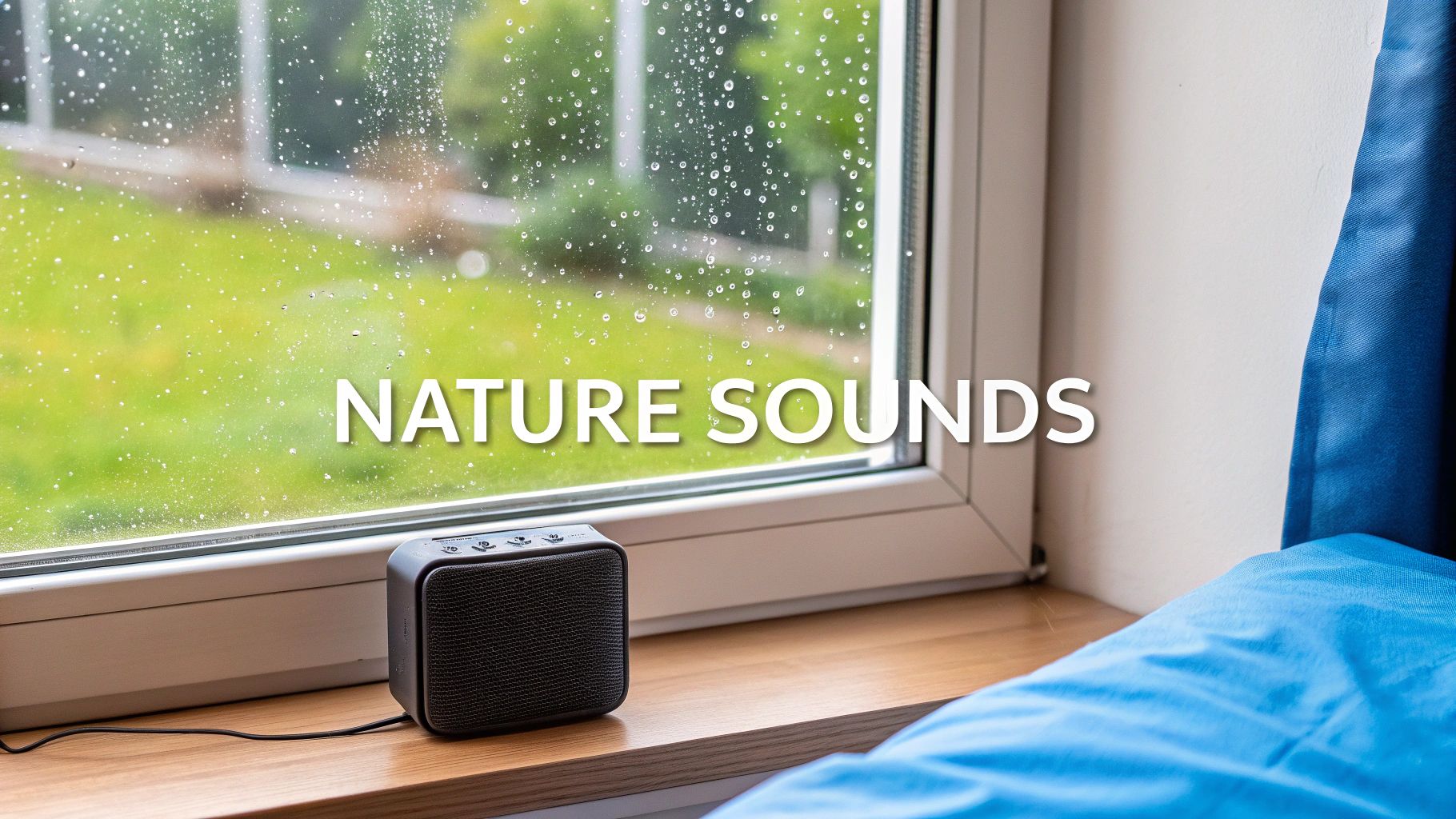 A serene forest with sunlight filtering through the trees.