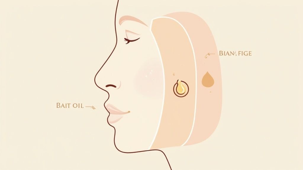 Woman with glowing skin applying natural makeup