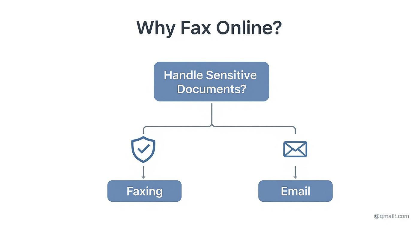 Infographic about how to fax documents from computer