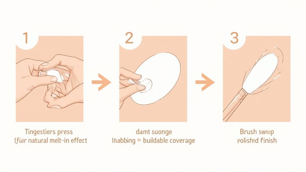 A person applying cream to their face using their fingertips