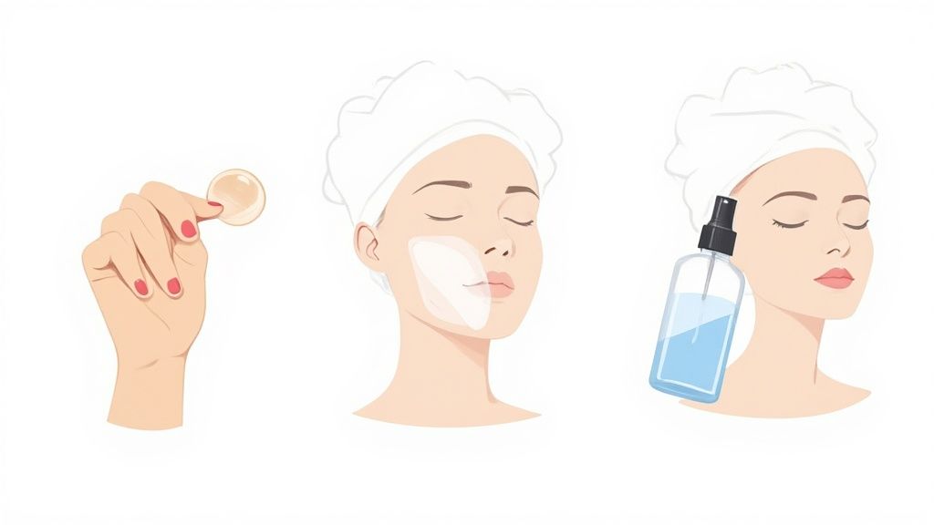 A person gently applying foundation with a makeup sponge