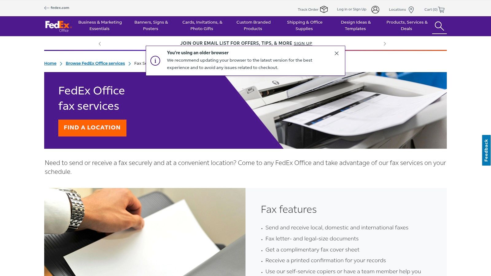 FedEx Office (in-store faxing)