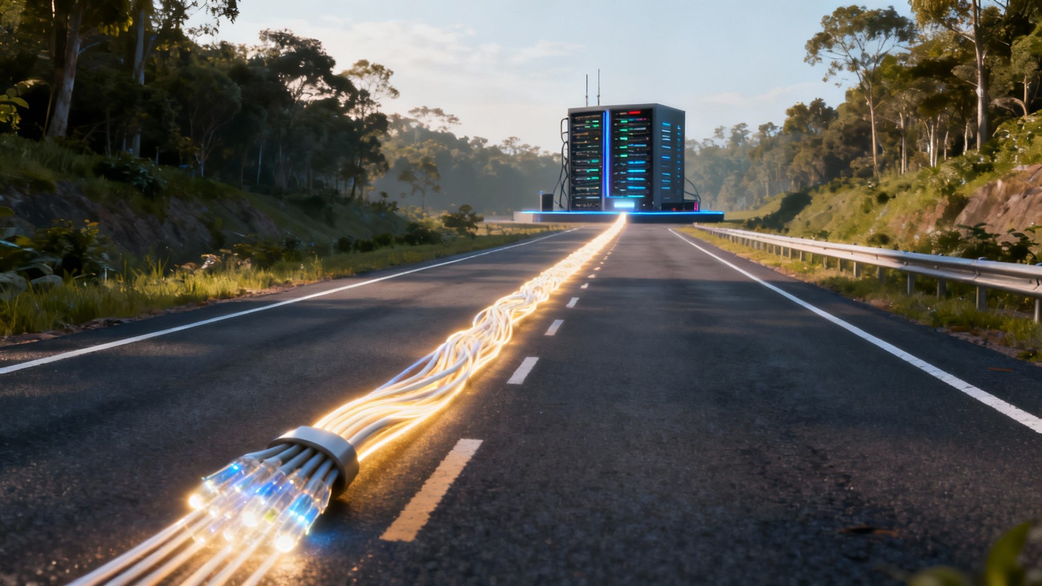 A network diagram showing a direct, dedicated connection from an office to the internet, representing a leased line.
