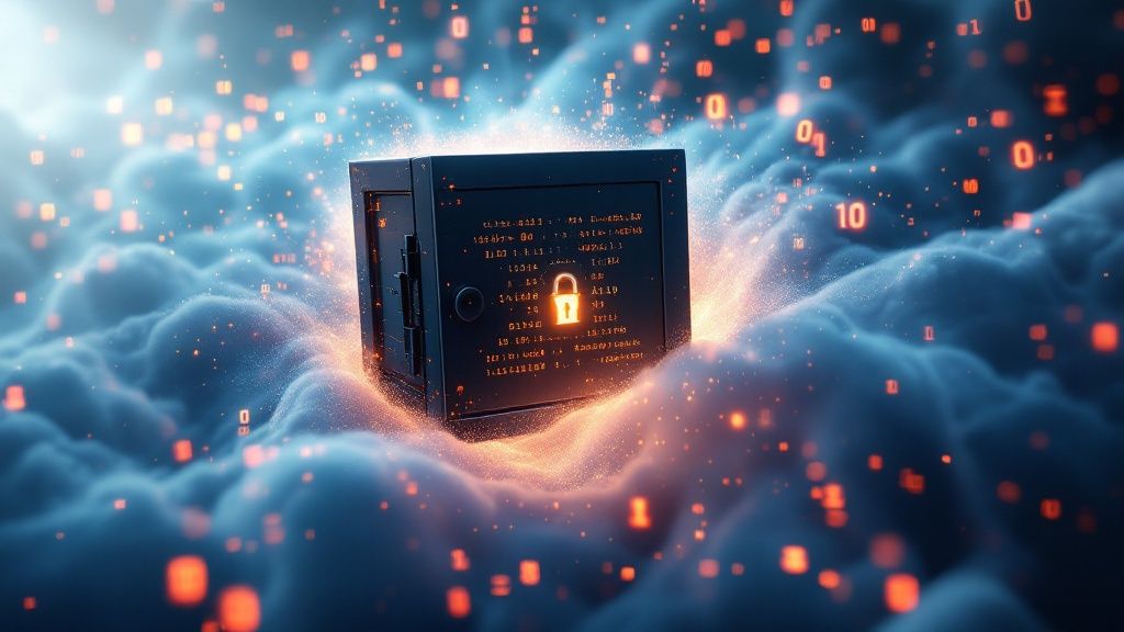 A stylised blue lock symbolising data protection and security