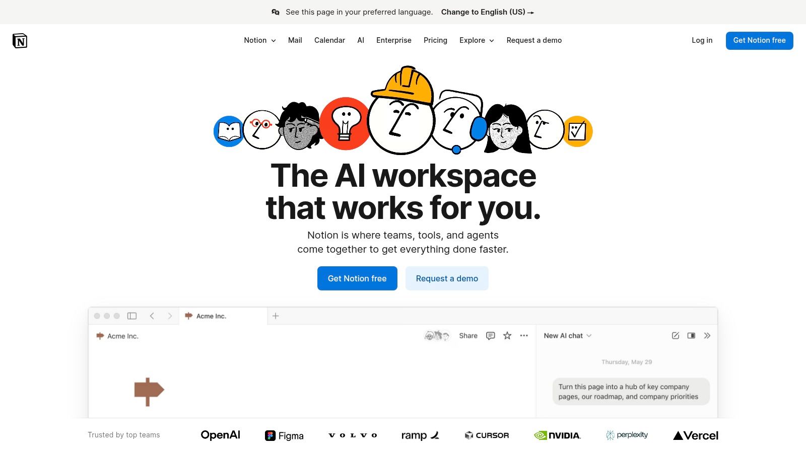 Notion workspace showing a database and pages