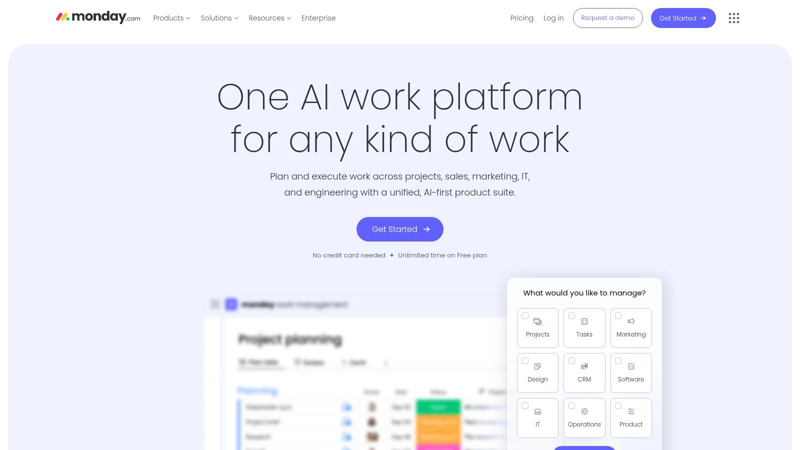 monday.com interface showing project boards and timelines