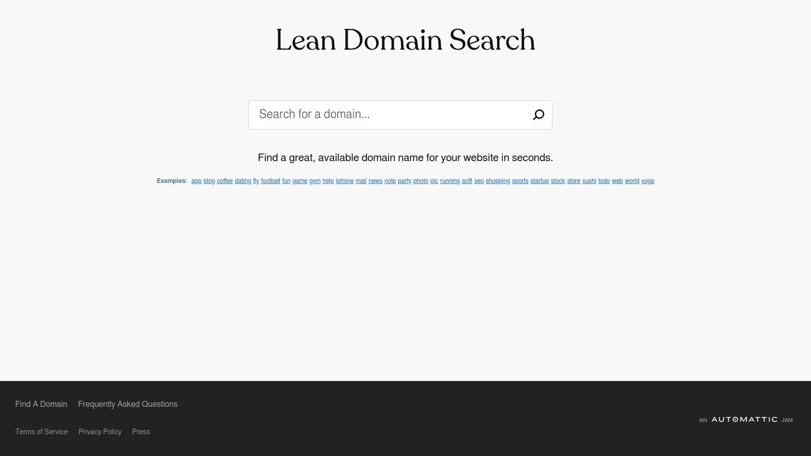 Lean Domain Search (by Automattic)