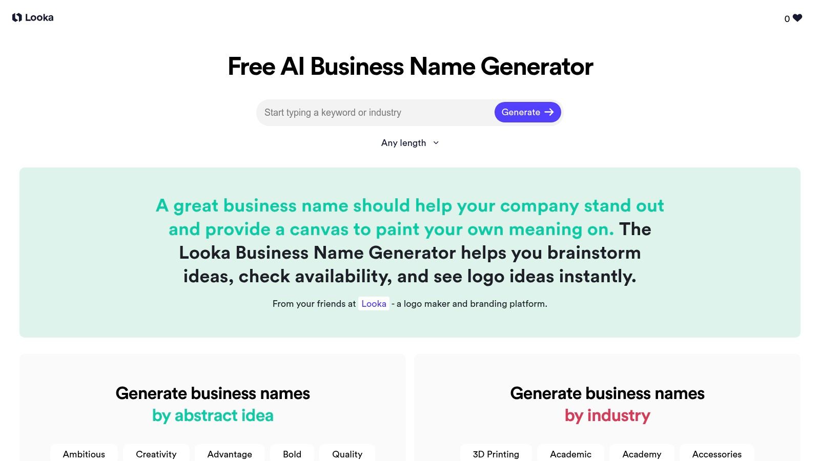 Looka Business Name Generator