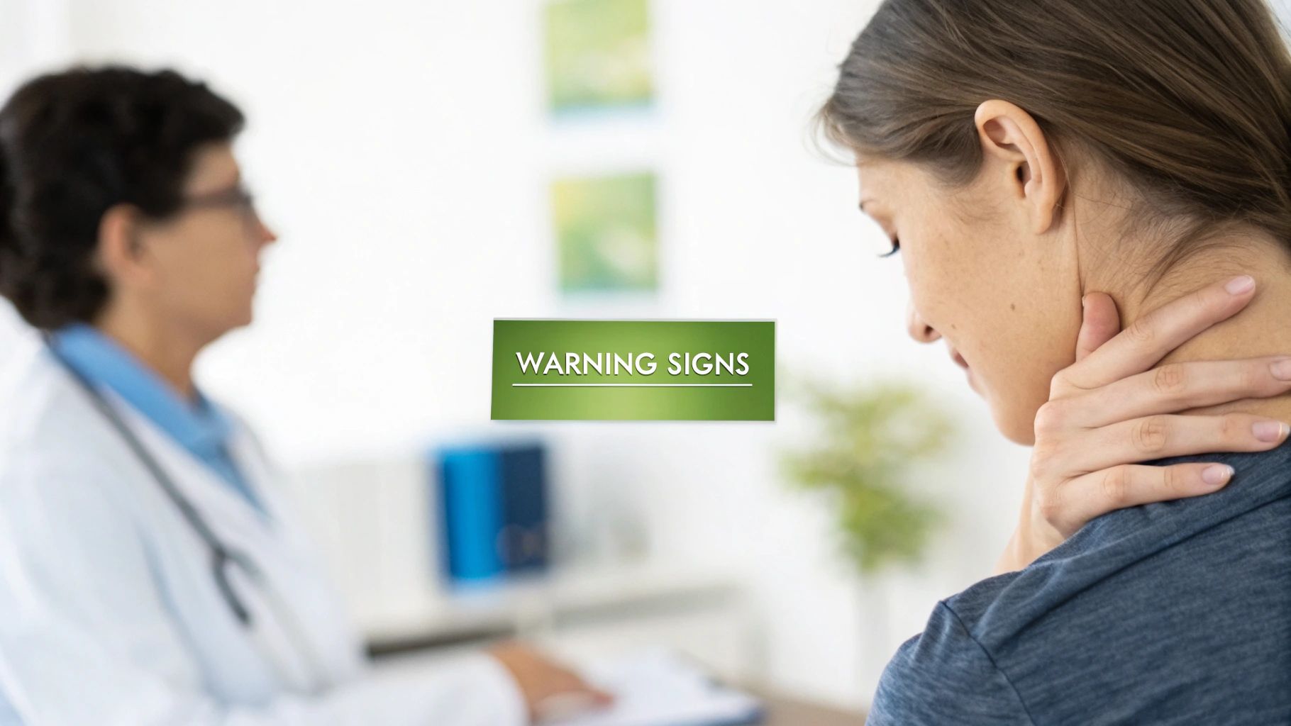 A person holding their neck, indicating stiffness or pain.