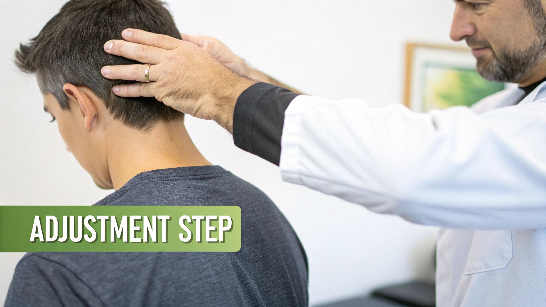A patient having an initial consultation with a chiropractor in a modern, welcoming clinic setting.