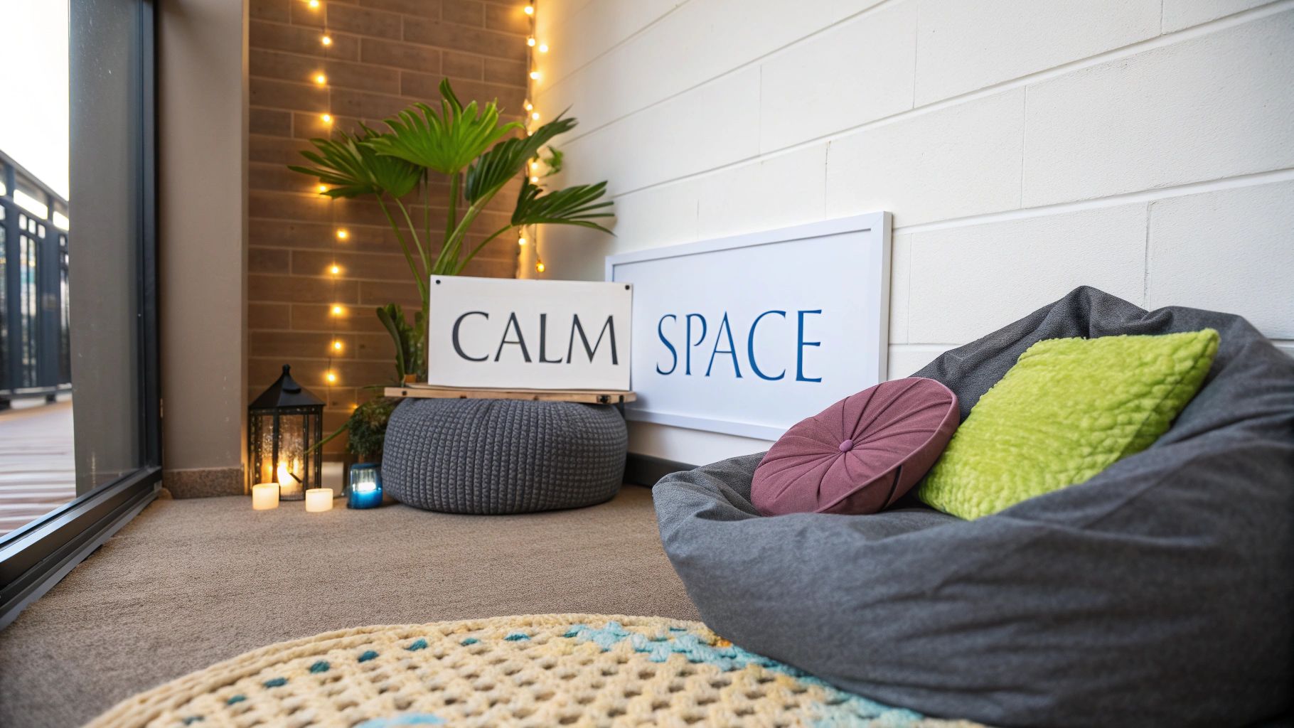 A child is calmly playing with sensory toys in a softly lit, comfortable room.