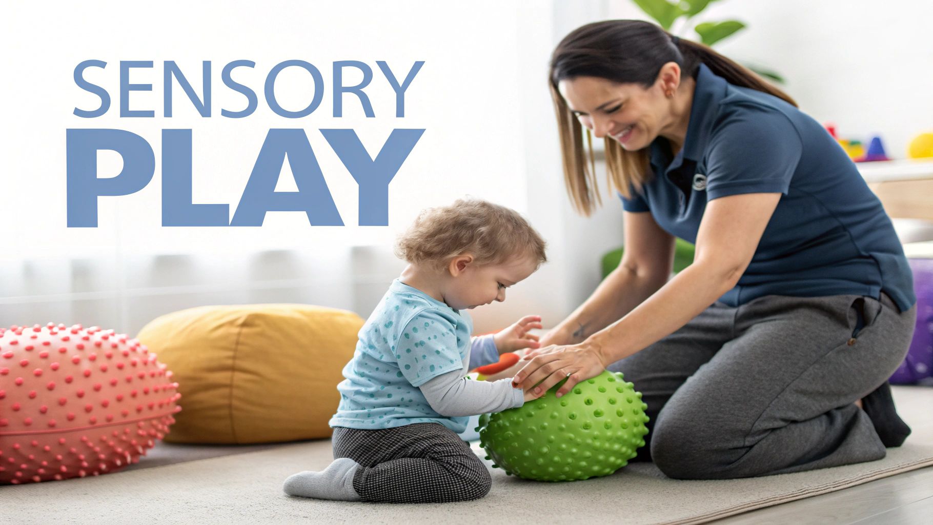 A pediatric chiropractor gently assessing an infant's posture and reflexes.