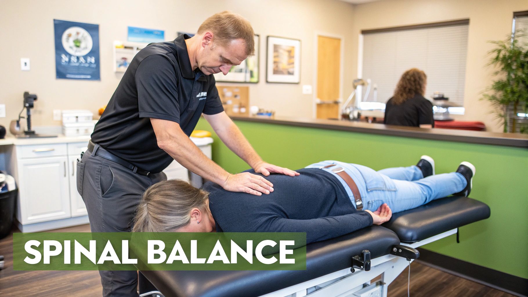 A chiropractor performing a gentle adjustment on a patient's neck to illustrate nervous system care.