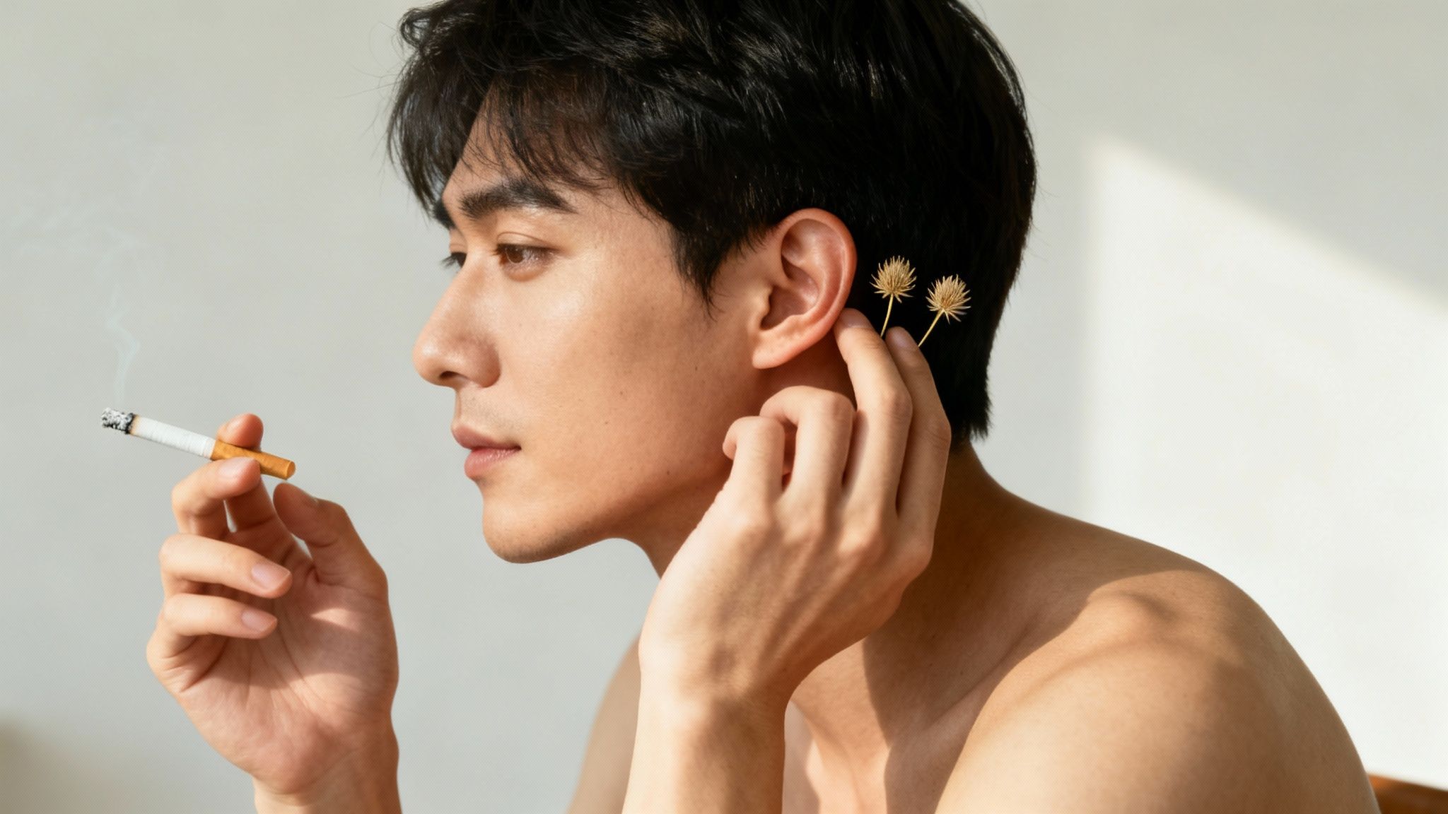 Une personne calme et détendue, symbolisant le soulagement du stress.