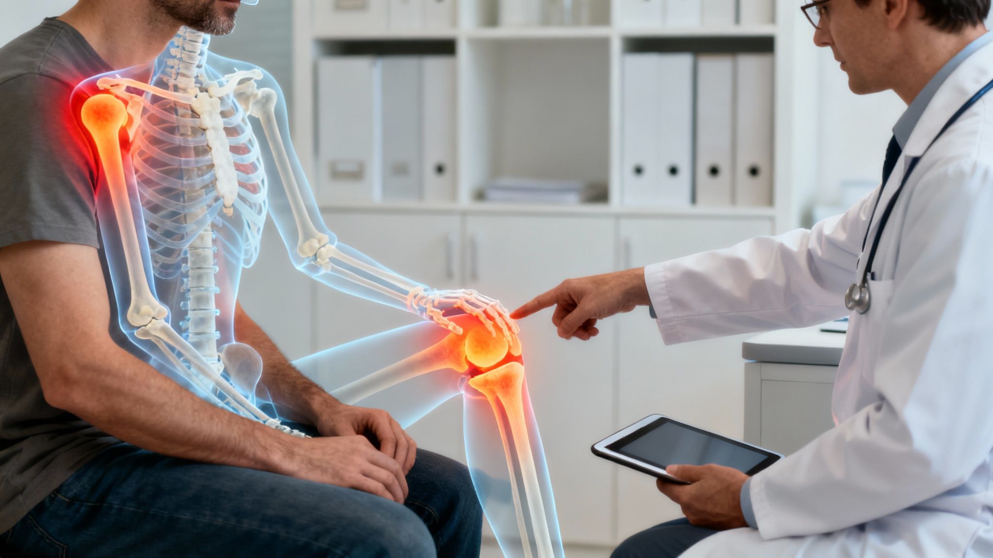 Personne passant un examen de scintigraphie osseuse dans une machine moderne