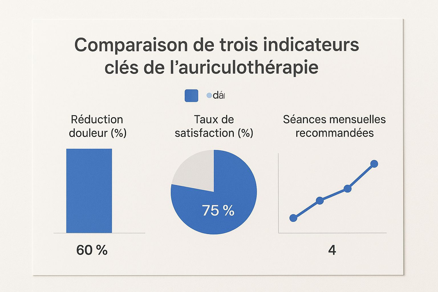 Infographie montrant les indicateurs clés de l'auriculothérapie pour le mal de dos bas