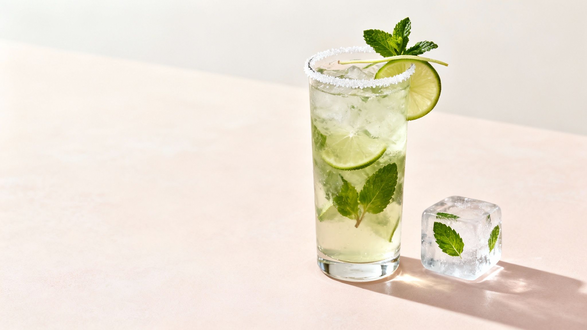 Mojito sans alcool joliment décoré dans un verre givré
