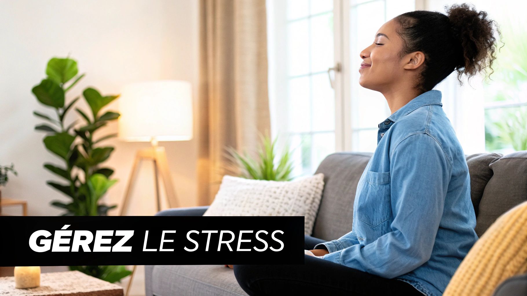 Une personne assise, visiblement stressée ou fatiguée, se tenant la tête dans les mains.