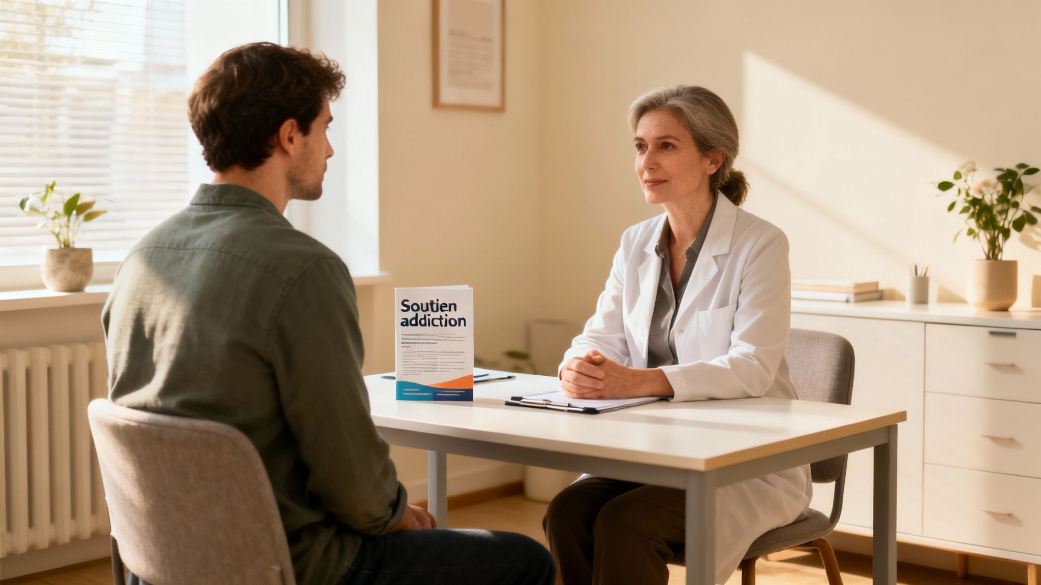 Une main bienveillante posée sur l'épaule d'une personne en signe de soutien