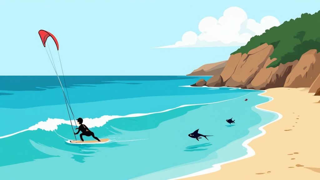 People kitesurfing at Anse Bertrand beach
