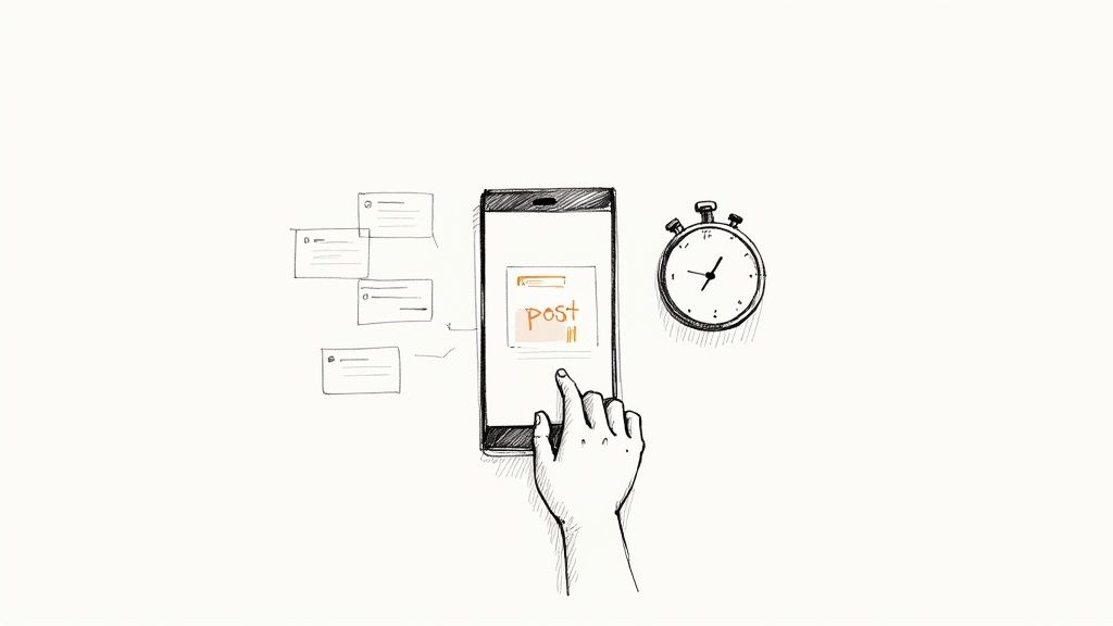 An abstract image showing a clock with social media icons, symbolizing the urgency of responding to a crisis.