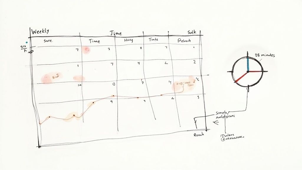 A person looking at an analytics dashboard on a laptop with charts and graphs showing peak engagement times