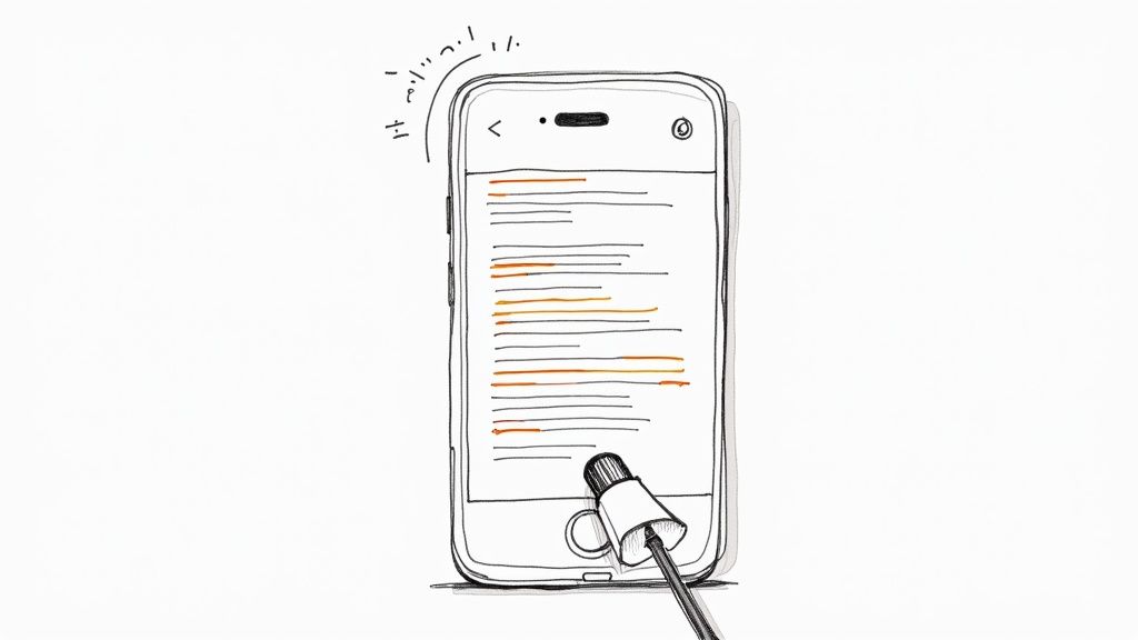 A close-up shot of a person's hands typing on a laptop, crafting a LinkedIn post.