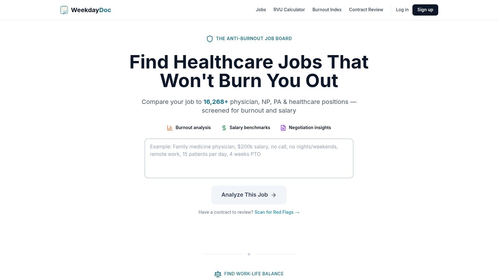 Physician reviewing telemedicine job listings on WeekdayDoc
