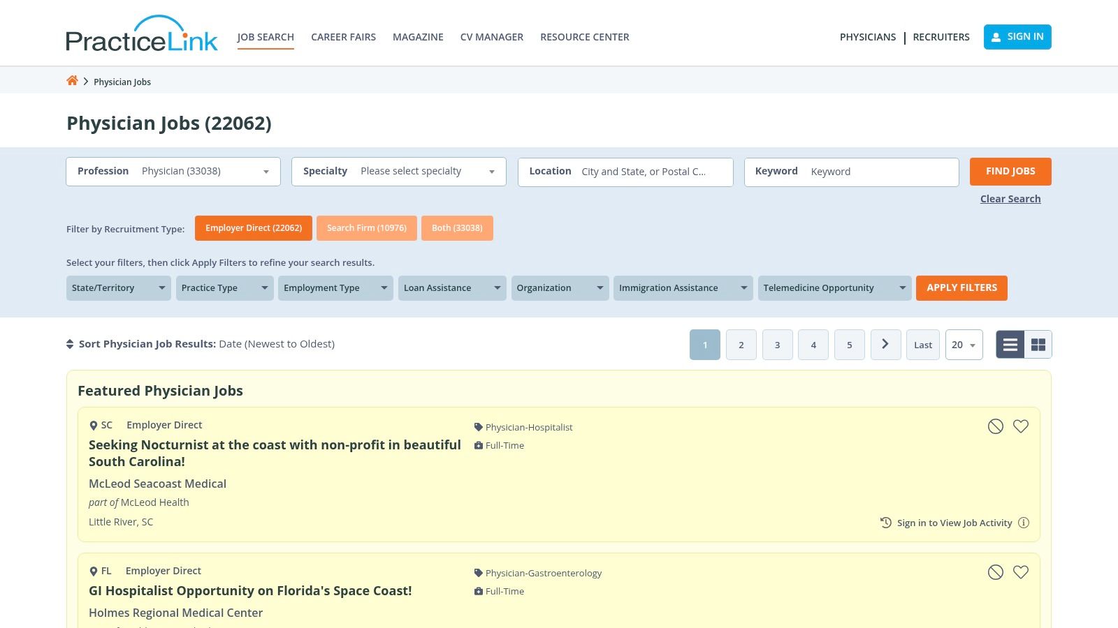 PracticeLink Physicians Hub