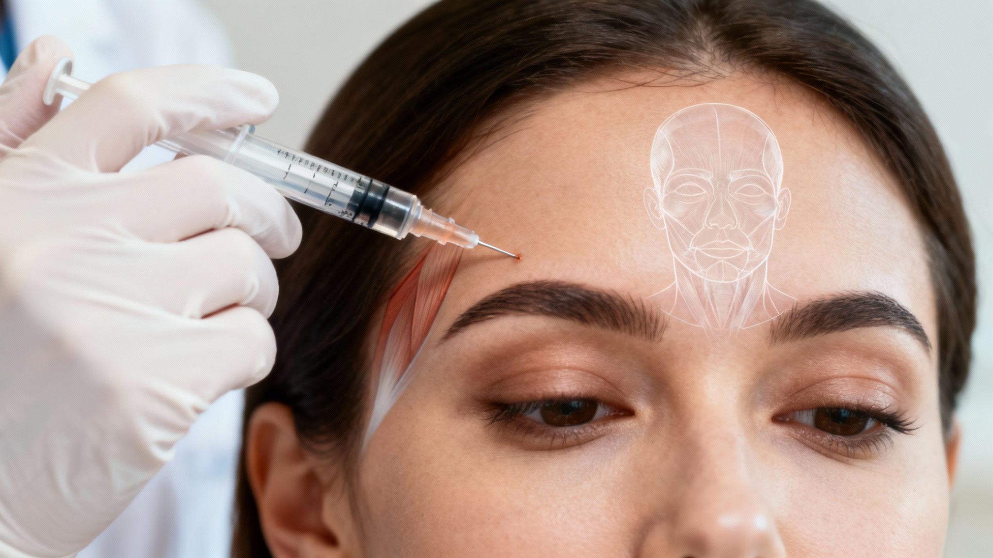 A diagram showing how botulinum toxin works on a nerve and muscle connection.