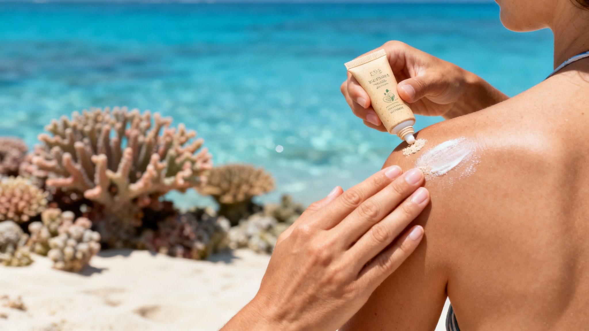 Coral reef thriving in clear blue water