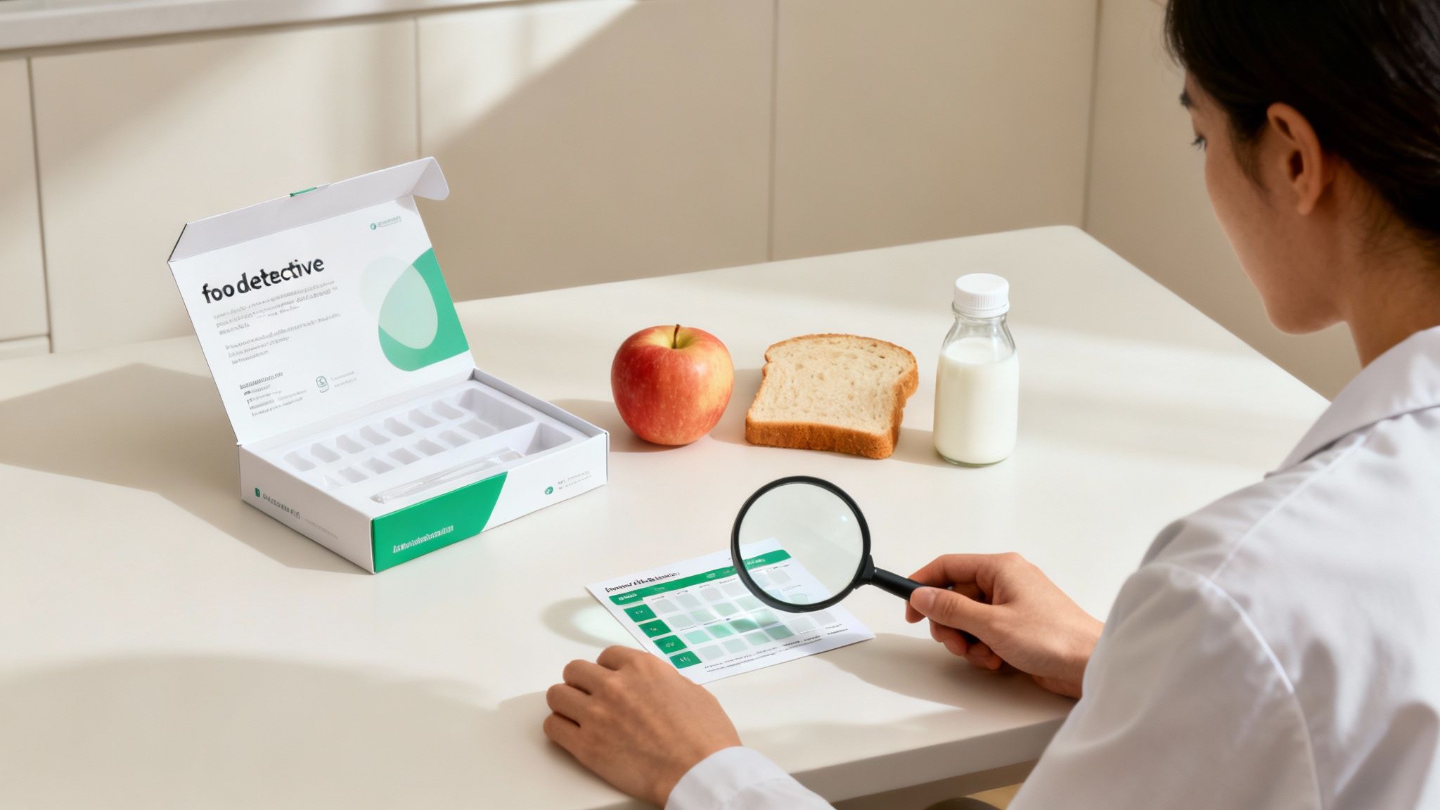 A person using a lancet to take a blood sample from their finger for an at-home test.