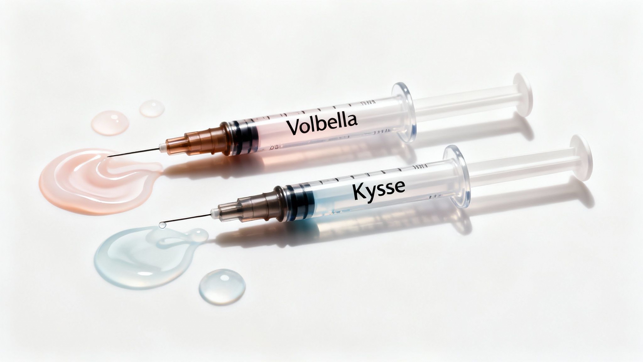 A close-up of different vials of dermal fillers, showcasing their clarity and texture