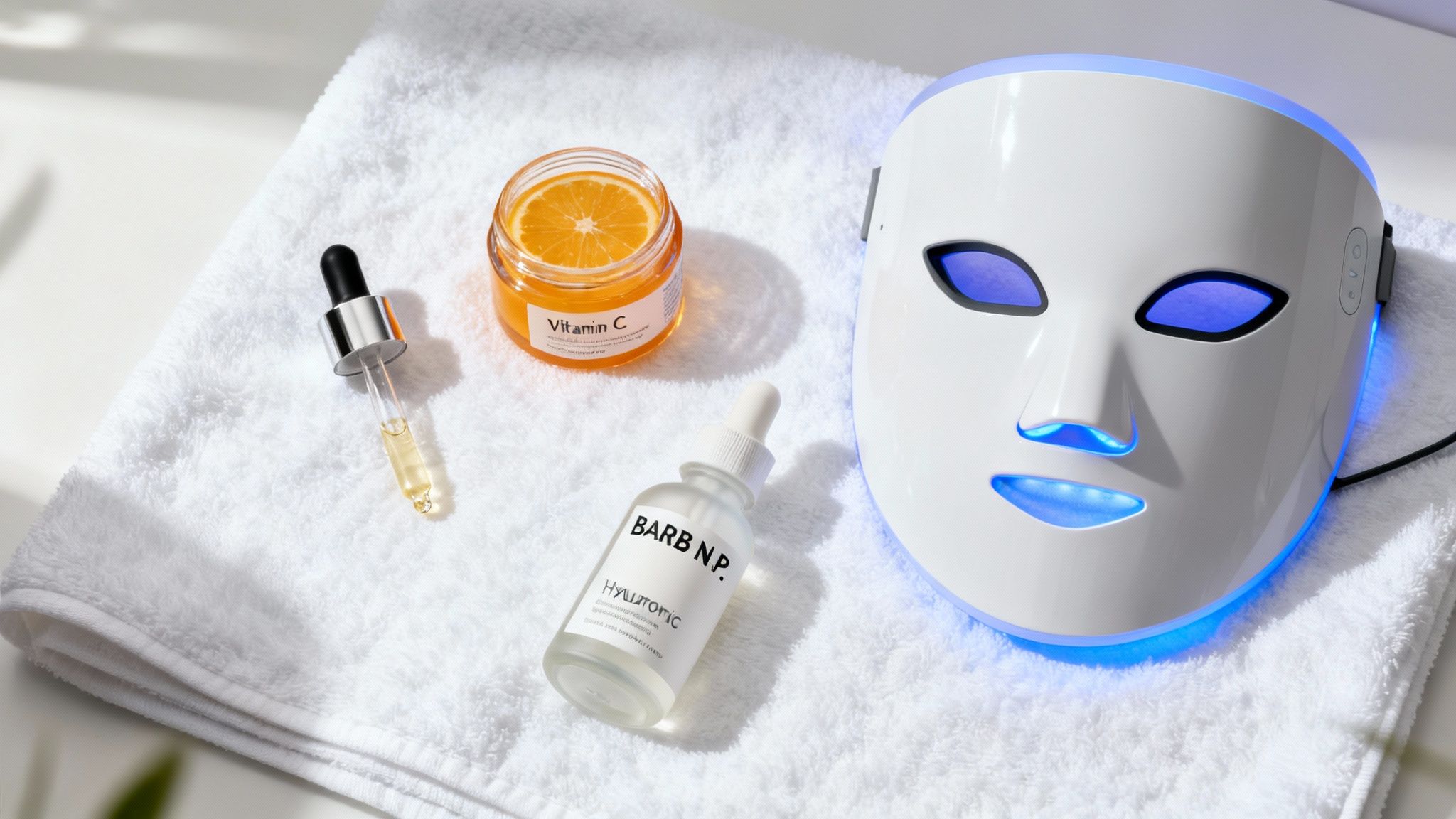 Woman using skincare products in front of a mirror