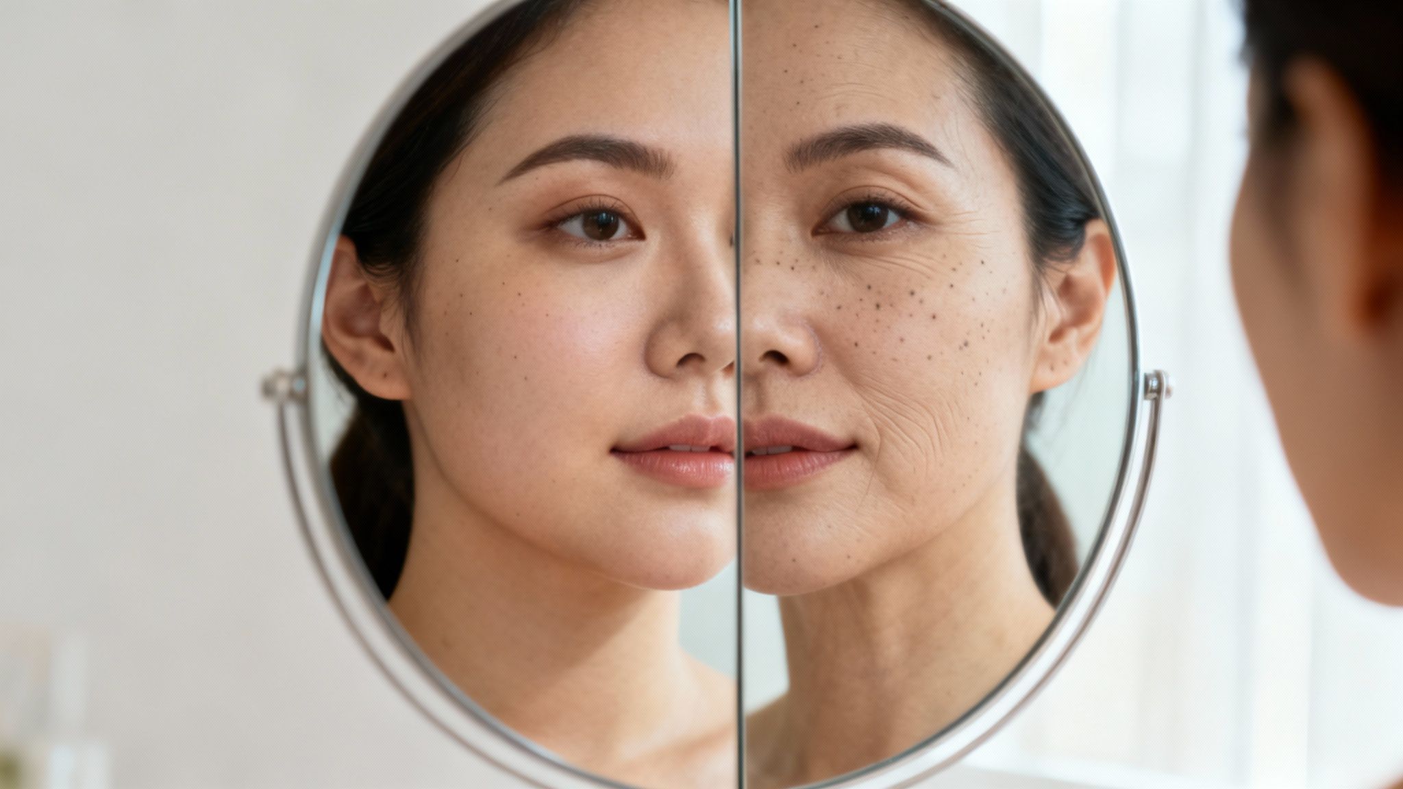 A person applying serum to their face, highlighting the benefits of glycolic acid for skin.