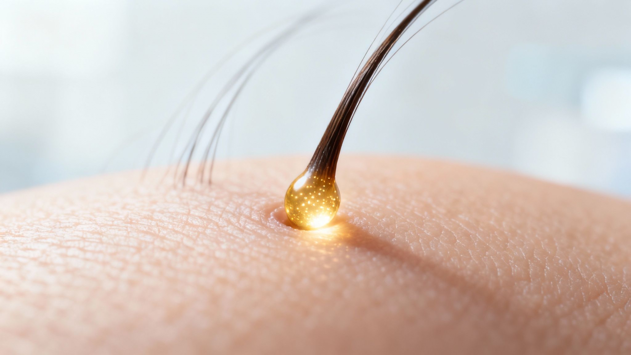 A microscopic view of platelets and growth factors interacting with hair follicles.