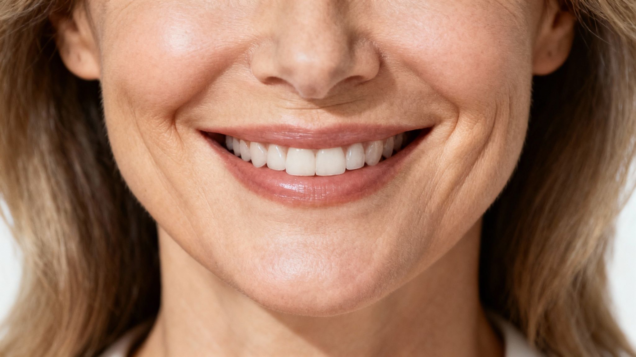 A woman with smooth skin, showcasing the effects of Juvederm Vollure on facial folds