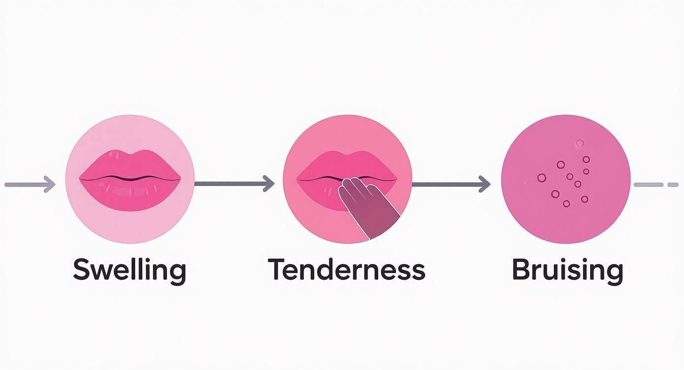 Infographic about what to expect after lip fillers