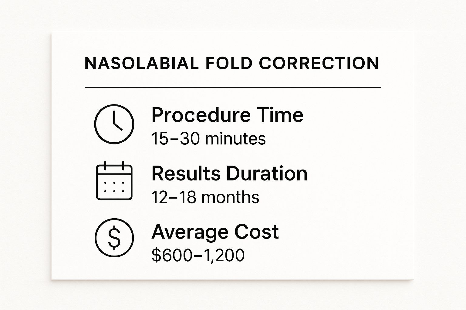 Infographic showing key data about Nasolabial Fold Correction (Smile Lines)