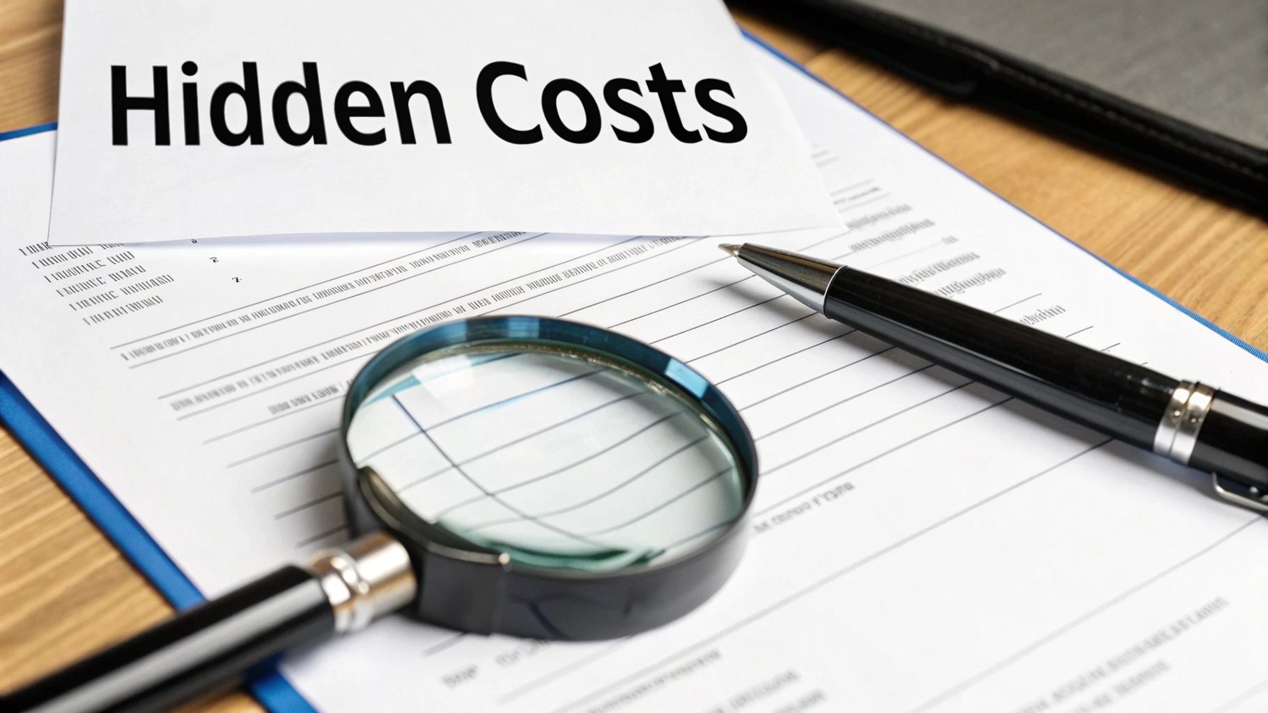 A camera lens with dollar signs reflected in the glass, symbolizing video production costs.