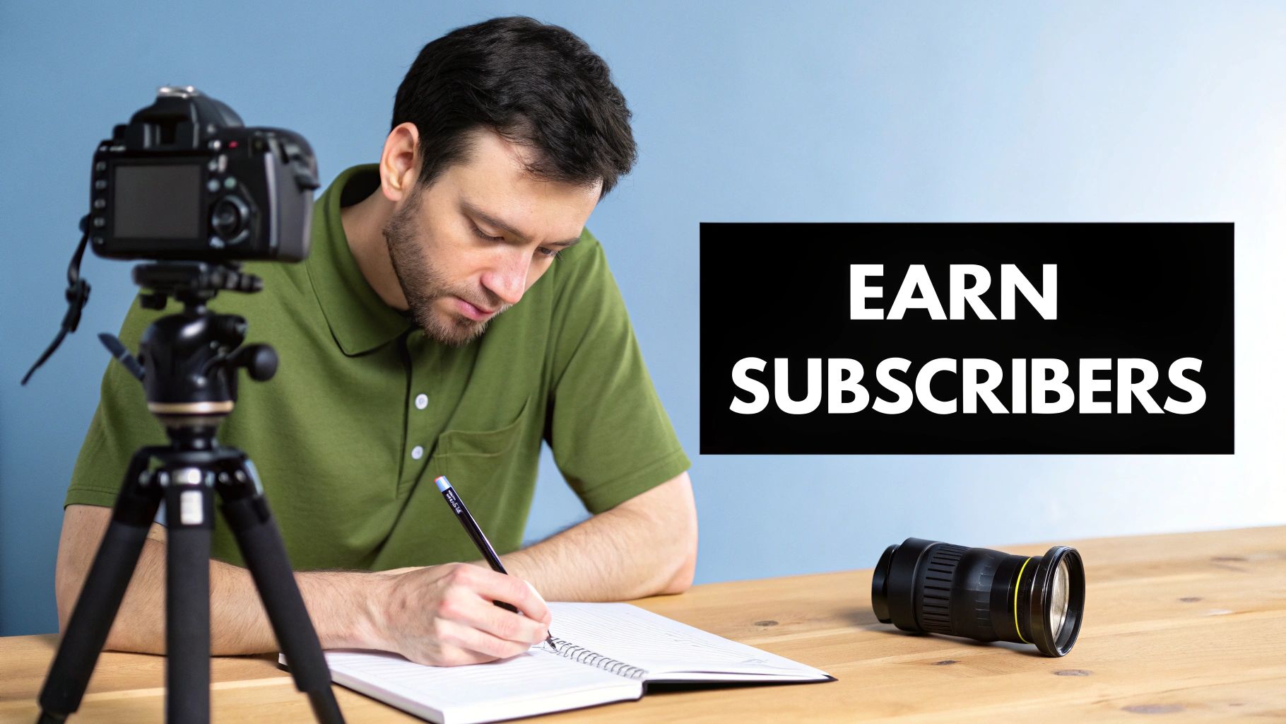 A person working on a laptop with YouTube analytics and SEO elements displayed around them, symbolizing the process of optimizing videos for discovery.