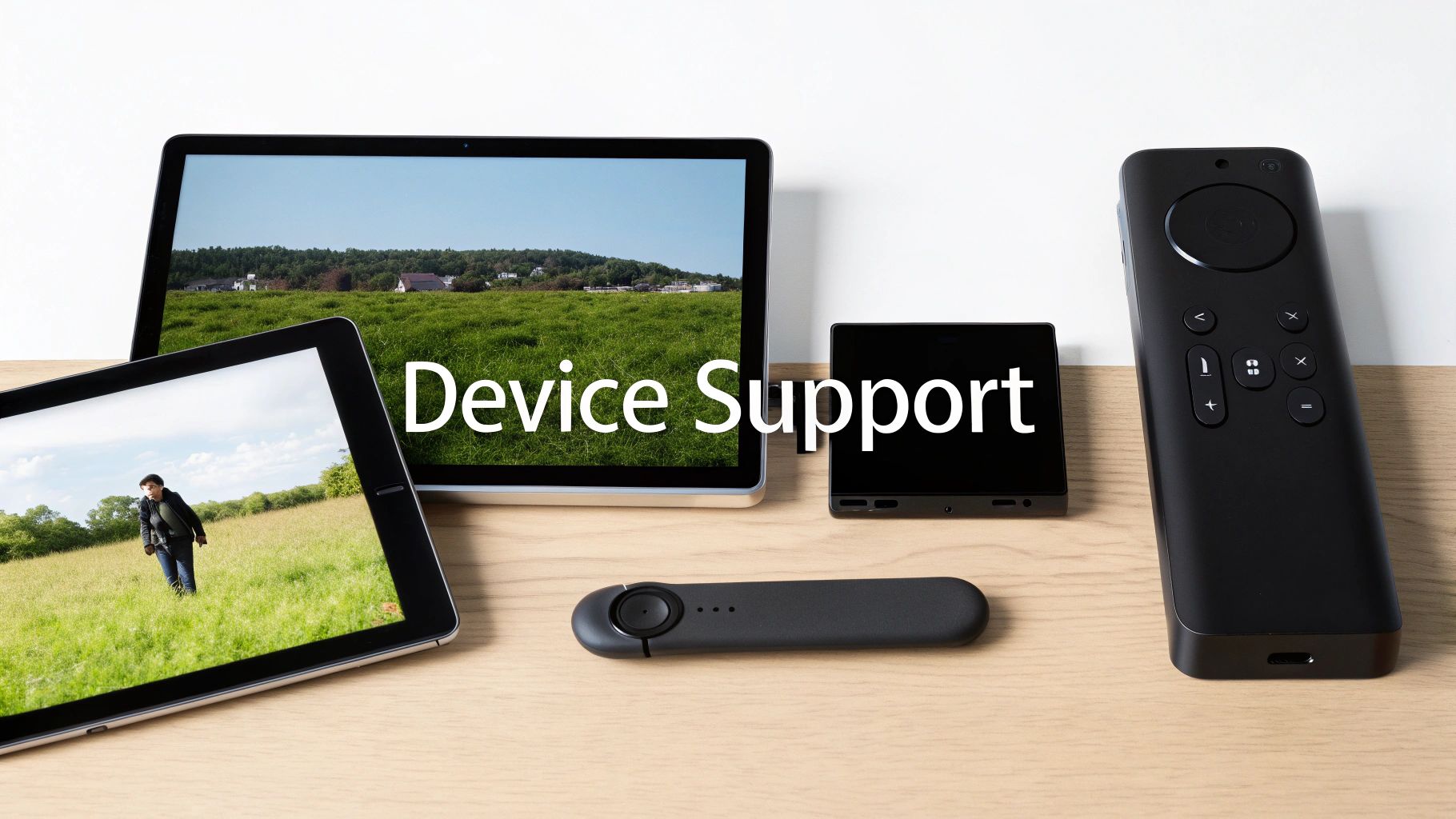 A person pointing at a screen showing the Plex, Emby, and Jellyfin logos