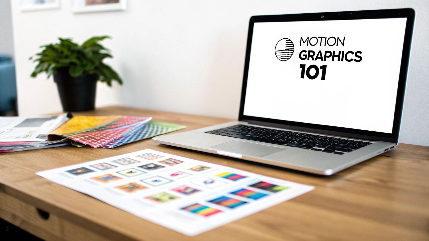 An abstract animation showing colorful shapes and lines in motion, representing the dynamic nature of motion graphics.