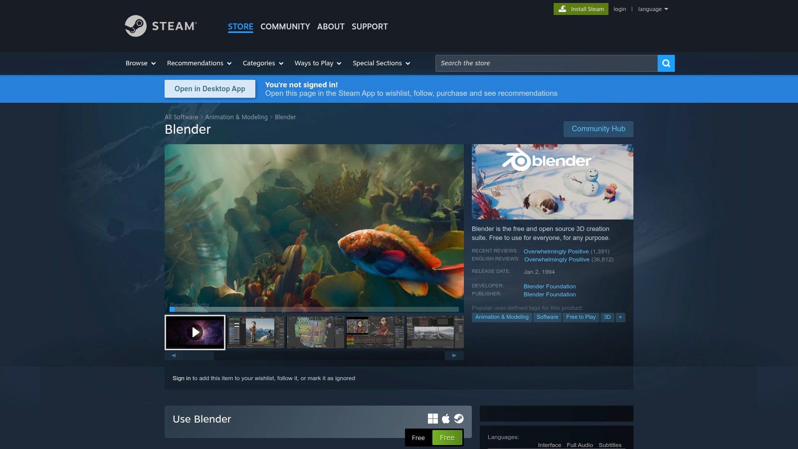 Steam — Blender page