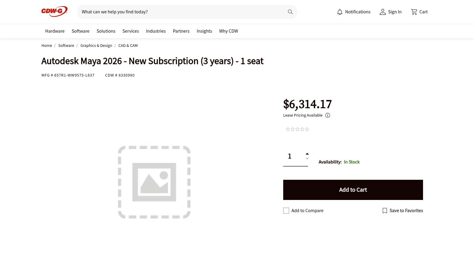 CDW (US reseller) — Autodesk Maya subscription