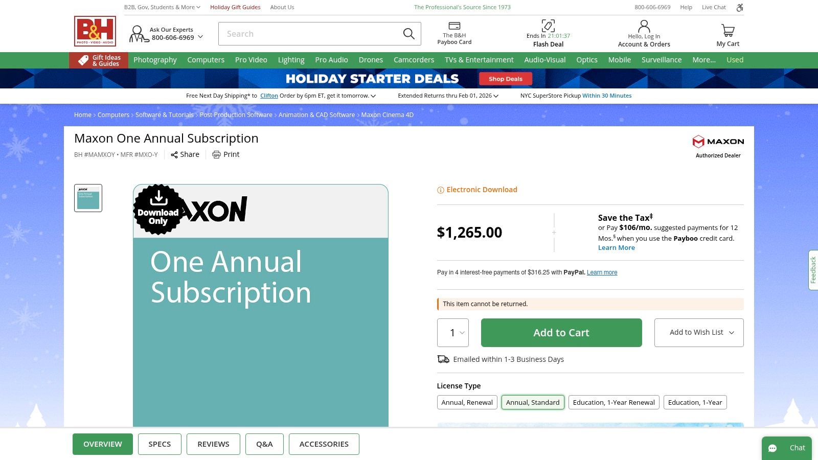 Maxon One (Cinema 4D + suite) — B&H Photo